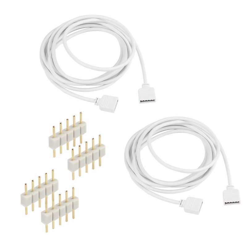 SUPERNIGHT RGBW 5Pin LED Extension Cable 2 Pack 6.5ft/2m Connector for 10 mm Wide 5050 and 3528 Indoor LED Strip Lights Extending Connection - Image 1